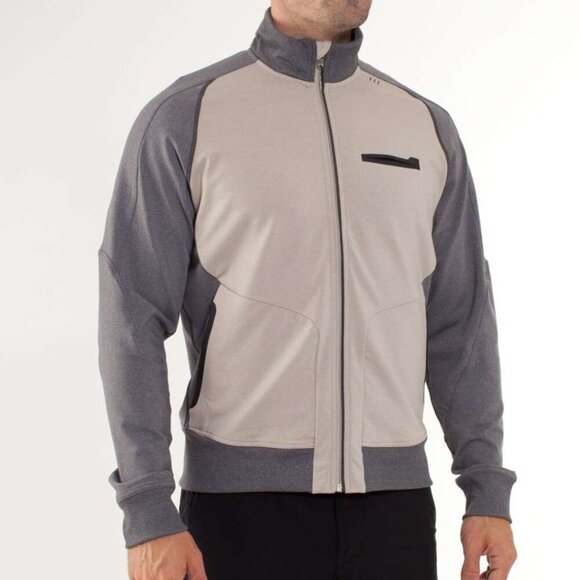 Lululemon Training Jacket Heathered Dark Slate Heathered Mojave Tan 20244 - Picture 1 of 10